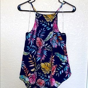 Floral Hawaiian Print Blouse Halter Top Tank top